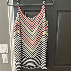 CAbi Black and White Camisole Top with Chevron Pattern